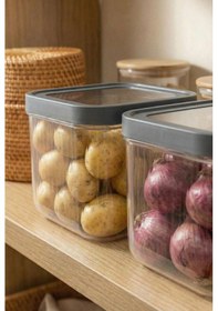 Resim 2'li 12 Lt Multibox Füme Kayar Kapaklı Saklama Kabı & Erzak Kabı & Patates Soğan Kovası Siyah 