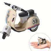 Resim Vintage Scooter Şekilli Plastik Masaüstü Dekorasyonu - Retro Tarz, Kırmızı ve Mavi Çizgiler, Pil Gerektirmez, İç/Dış Mekan Ev, Ofis veya Hediye Dekoru İçin İdeal, Hediye Ürün | Retro Tarz Dekor | Dayanıklı Plastik 