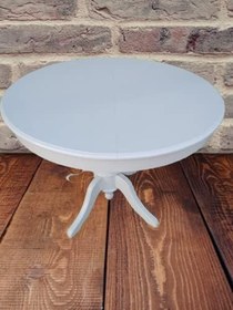Resim Masa 17363 Baba Ihlamur Ayak Açılır Klasik 100cm Ahşap MDF Beyaz Lake El yapım 
