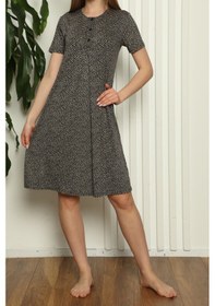 Resim Nicoletta Hamile Tunik Gecelik Kısa Kollu Likralı Viskon SİYAH 