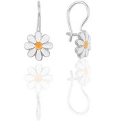 Resim Gümüş Mineli Çengelli Papatya Küpe 