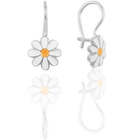 Resim Gümüş Mineli Çengelli Papatya Küpe 