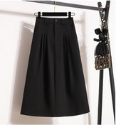 Resim Dımanaf 2024 Büyük Beden Kadın Drapeli Etekler Elastik Büyük Beden Şık Rahat Uzun Etek Zarif Pileli Etek Siyah 