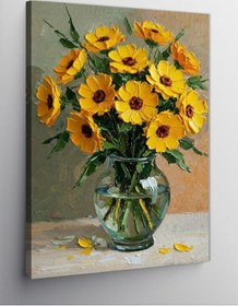 Resim Kanvas Tablo Güneş Çiçeği Vazosu, 50 X 70 