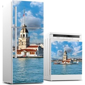 Resim Buzdolabı Ve Bulaşık Makinası Beyaz Eşya Sticker Kaplama Kız Kule (508104563) 