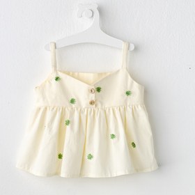 Resim Slithice Baby Collection Iğne Oyası Motifli Askılı Kız Bebek Romper Elbise Special Design Poplin Kumaş 