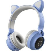 Resim Sevimli Kedi Kulaklıkları Bluetooth 5.0 Kablosuz Kulaklık 0949 Yeşil 