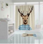 Resim Zethome Tropik Deer Banyo Duş Perdesi Tek Kanat 1X180X200 (553696338) 