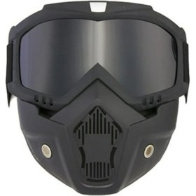 Resim Ebakbak Cross Motosiklet Bisiklet Gözlüğü Açık Kask Maskesi Süngerli Bant Lastikli Jet Maske Siyah Camlı 