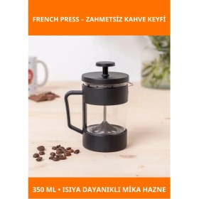 Resim Letsii Siyah 350 ml Kapasiteli Estetik French Press 
