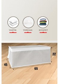 Resim 6 Adet Gri Çizgili Büyük Baza Altı Ve Çekyat Tipi Hurç 65 X 45 X 22 Cm Renkli 