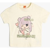 Resim Koton Kız Bebek Anime Tişört Kısa Kollu Bisiklet Yaka 001 