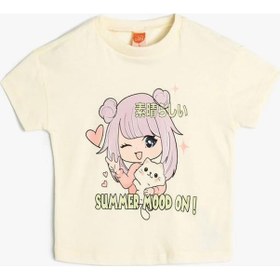 Resim Koton Kız Bebek Anime Tişört Kısa Kollu Bisiklet Yaka 001 