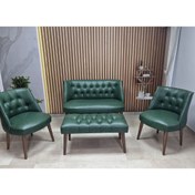 Resim Azra Aksesuar DERİ Çay Seti Koltuk Takımı+PUF Oturma Grubu Cafe Mobilya Ofis-Büro Mobilya Balkon Mobilya 