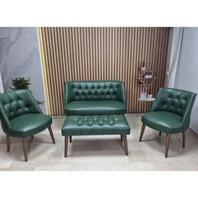 Resim Azra Aksesuar DERİ Çay Seti Koltuk Takımı+PUF Oturma Grubu Cafe Mobilya Ofis-Büro Mobilya Balkon Mobilya 