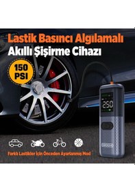 Resim Groove Hcb002 22000mAh 2500A Akü Takviye Cihazı + Lastik Şişirme Kompresörlü Taşınabilir Jump Starter Kompresör+Powerbank+led Lamba+Lcd Ekran 
