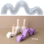 Resim 1 adet LEQU Silikon Dalga Tasarımı 3 Delikli Mum Tutucu Kalıbı, DIY Düzensiz Döküm Standı Alçı ve Epoksi Reçine El Sanatları Kalıpları için, Takı Döküm Malzemeleri 