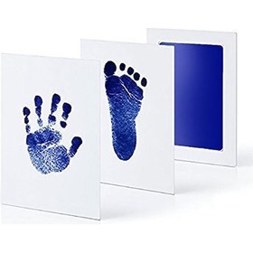 Resim Teltree Bebek El Ve Ayak İzi Seti - Temassız Mürekkep, Anı Defteri, Mavi Dekor 