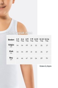 Resim ERDEM İÇ GİYİM Erdem 3'lü Beyaz Ribana Erkek Çocuk Atlet 3050 