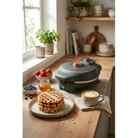 Resim Fressi Tost Ve Waffle Makinesi | Çıkarabilir Yapışmaz Plakalı | 4 Ayrı Plaka | FR-TM59 Multibello Yeşil 