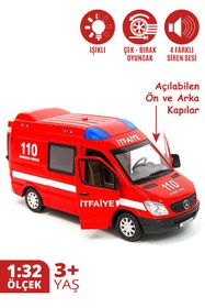 Resim SmartFox Oyuncak İtfaiye Aracı - Metal , Işıklı - Sesli , Çek Bırak İtfaiye Arabası - 17 cm 