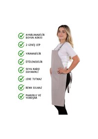 Resim Sevilya Simple Ayar Askılı Mutfak Önlüğü Açık Gri 