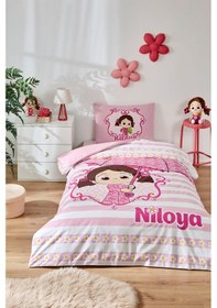 Resim Özdilek Niloya Yağmur Tek Kişilik Lisanslı Lastikli Çarşaf Çocuk Nevresim Takımı Pembe 