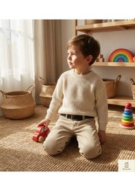 Resim Nanica Kids Minibohe Kemerli Çocuk Kanvas Pantolon Bej Bej 