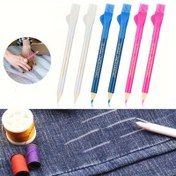 Resim 3'lü Su Çözünebilir Terzi Tebeşir İşaretleyicileri Fırça Başlıklı - Beyaz, Pembe, Mavi | Kumaş Üzerinde Dikiş ve El İşi Yapmak İçin İdeal | Kullanımı Kolay, Toksik Olmayan, Dikiş İçin Tebeşir İşaretleyiciler 