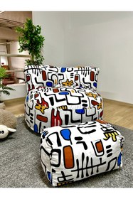 Resim Katt Twist Joy Modern Desenli Armut Koltuk Ayak Uzatmalı Puf TV Koltuk 