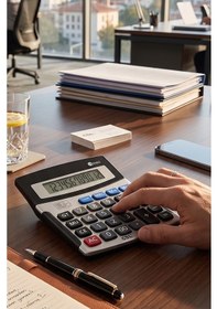 Resim Hesap Makinesi Gri Siyah 11x13 Cm 1 Adet Csl Cs-3122 12 Haneli Orta Boy Ofis Büro Masaüstü Hesap Makinası 