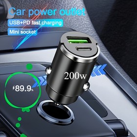 Resim 90W Type-C, for iPhone 14 13 Pro Max için uygun, for iPad Macbook için, Ultra Mini Metal Hızlı Şarj Adaptörü PD3.0+QC3.0 Çift Port, Araba Fişi, Mat Bitiş, USB Tip-A, Dişi Erkek Bağlantı Noktası, ≤36V Çalışma Gerilimi, Pil Gerekmez 