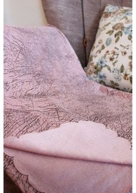 Resim Balık Sırtı Kaydırmaz Tay Tüyü Koltuk Örtüsü Gül Kurusu 