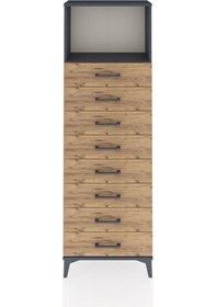 Resim Arges Dolap Tek Raflı 8 Çekmeceli 60x30x182 Antrasit-çam Antrasit 