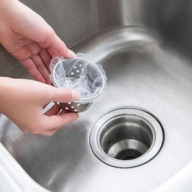 Resim 100 Adetlik Kumaş Mutfak Lavabo Süzgeçleri - Tek Kullanımlık Yiyecek Atığı Tutucu Torbaları, Kolay Gider Temizleyici, Temel Mutfak Temizlik Malzemeleri 