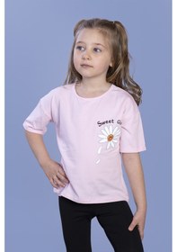 Resim Toontoy Kids Toontoy Kız Çocuk Papatya Desenli Sweet Girls Baskılı Tişört Pembe 