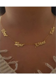 Resim 4 Lü Isim Kolye 14 Ayar 585 Yeşil Altın Işıklı Kutuda Sevgiliye Eşe Anneye Hediye Kolye 