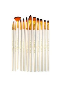 Resim 12 Adet Yağlı Akrilik Ve Suluboya Fırçası Takımı Naylon Fırça Cin 