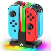 Resim Sunshine022 Nintendo Switch Kontrolcü Şarj İstasyonu, 9 Mod Rgb Işık, 4'lü Eşzamanlı Şarj, Gösterge Ekranlı 