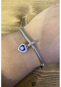 Resim Celikchi Kadın Kalpli Nazar Boncuğu Model Gümüş Charm 