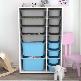 Resim Rine 14 Sepetli Çok Amaçlı Oyuncak Dolabı Mavi Gri 2D4K8U 