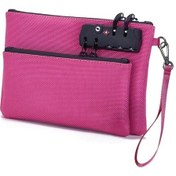 Resim Willowhaven Gülkırmızı Çift Katmanlı Kilitli Para Çantası - Seyahat Pasaport Nakit Güvenlik Gül Kırmızısı 