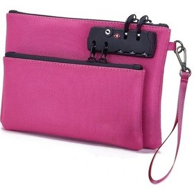 Resim Willowhaven Gülkırmızı Çift Katmanlı Kilitli Para Çantası - Seyahat Pasaport Nakit Güvenlik Gül Kırmızısı 