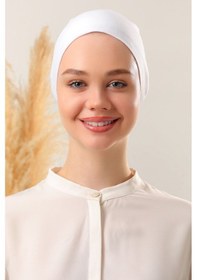 Resim Melodi Scarf Dikişsiz Penye Bone Beyaz Beyaz 