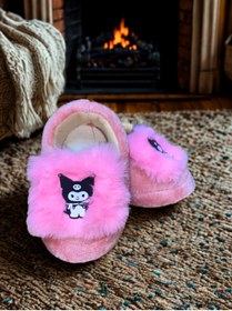 Resim miraluni Pudra Pembe Peluş Bebek Panduf – Yumuşak Tabanlı, Sıcak Tutarlı, Kaymaz Ev İçi Kışlık Patik 