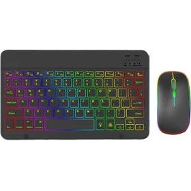Resim TezMax Redmi Pad Se 8.7" Kablosuz Bluetooth Şarjlı Rgp 7 Renk Işıklı Klavye Mouse Seti 