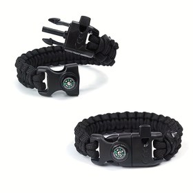 Resim Çok Fonksiyonlu Hayatta Kalma Bilekliği, Pusula ve Üfleme ile - Dayanıklı Naylon Paracord, Ateş Başlatıcı, Acil Durum Aracı, Açık Hava Maceraları, Yürüyüş, Kamp, Hayatta Kalma Ekipmanı, Macera Aksesuarı, Fonksiyonel Tasarım, Sağlam Yapı 