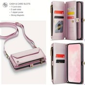 Resim Fochsia İphone Uyumlu 7/8 İçin Caseme Çapraz Telefon Kılıfı Kadın Manyetik Kartlı Cüzdan Rfıd 