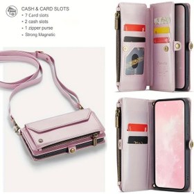 Resim Fochsia İphone Uyumlu 7/8 İçin Caseme Çapraz Telefon Kılıfı Kadın Manyetik Kartlı Cüzdan Rfıd 