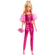 Resim Barbie Deluxe Style, Metalik Pembe Kıyafetli Bebek JFP40 